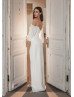 Off Shoulder Ivory Organza Slit Wedding Dress